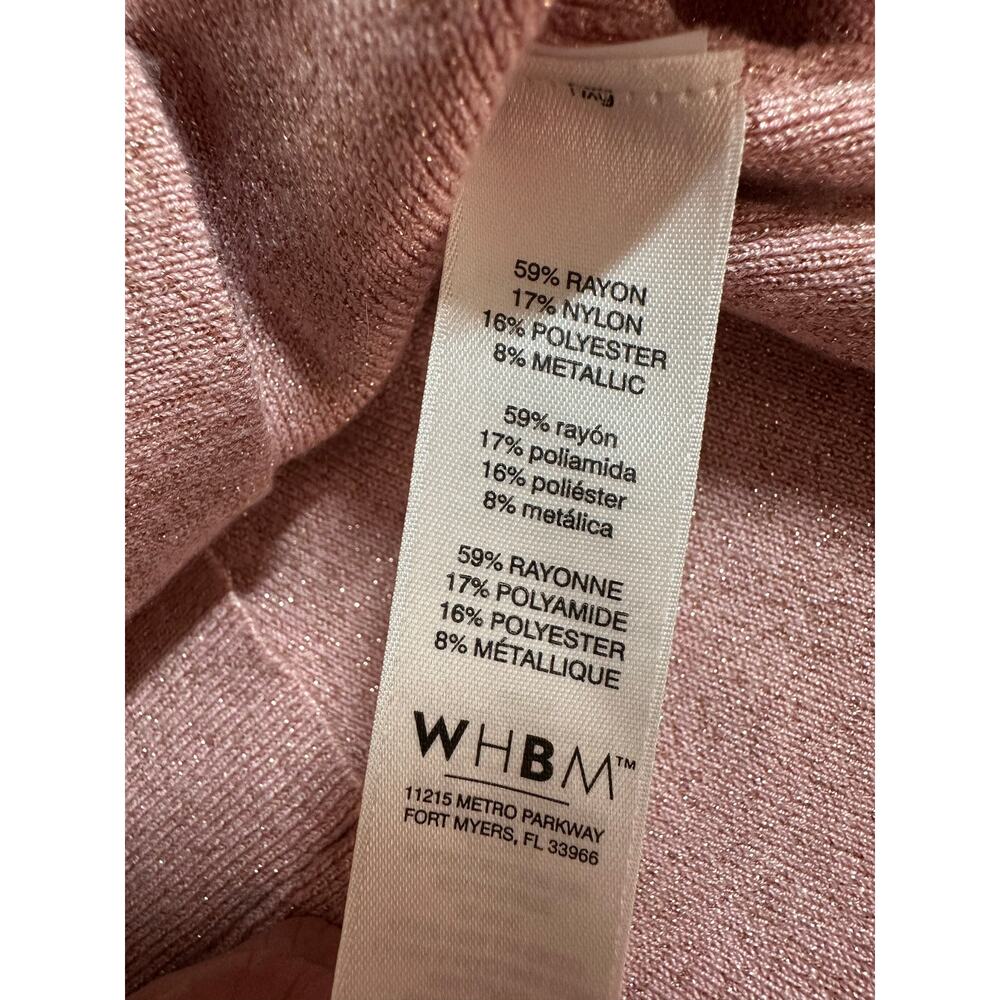 White House Black Market L women square neck glitter pink holiday sweaters - Picture 9 of 10